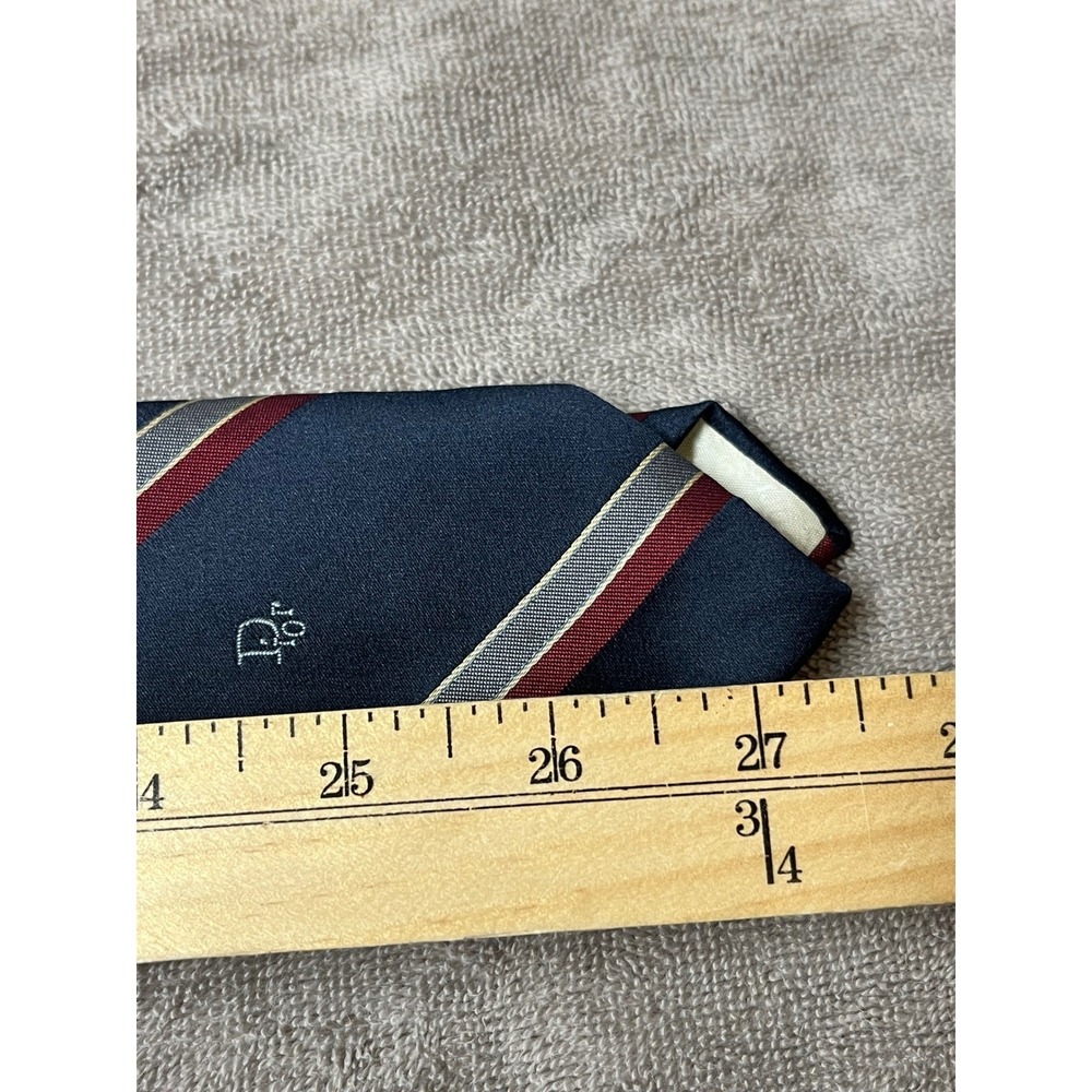 Vintage Christian Dior Premium Shiny Stripe Necktie Italy CD Logo - Picture 4 of 4